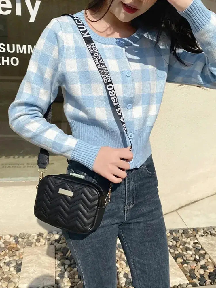 Wave Embroidery Square Bag With Printed Shoulder Strap - OurLum.com
