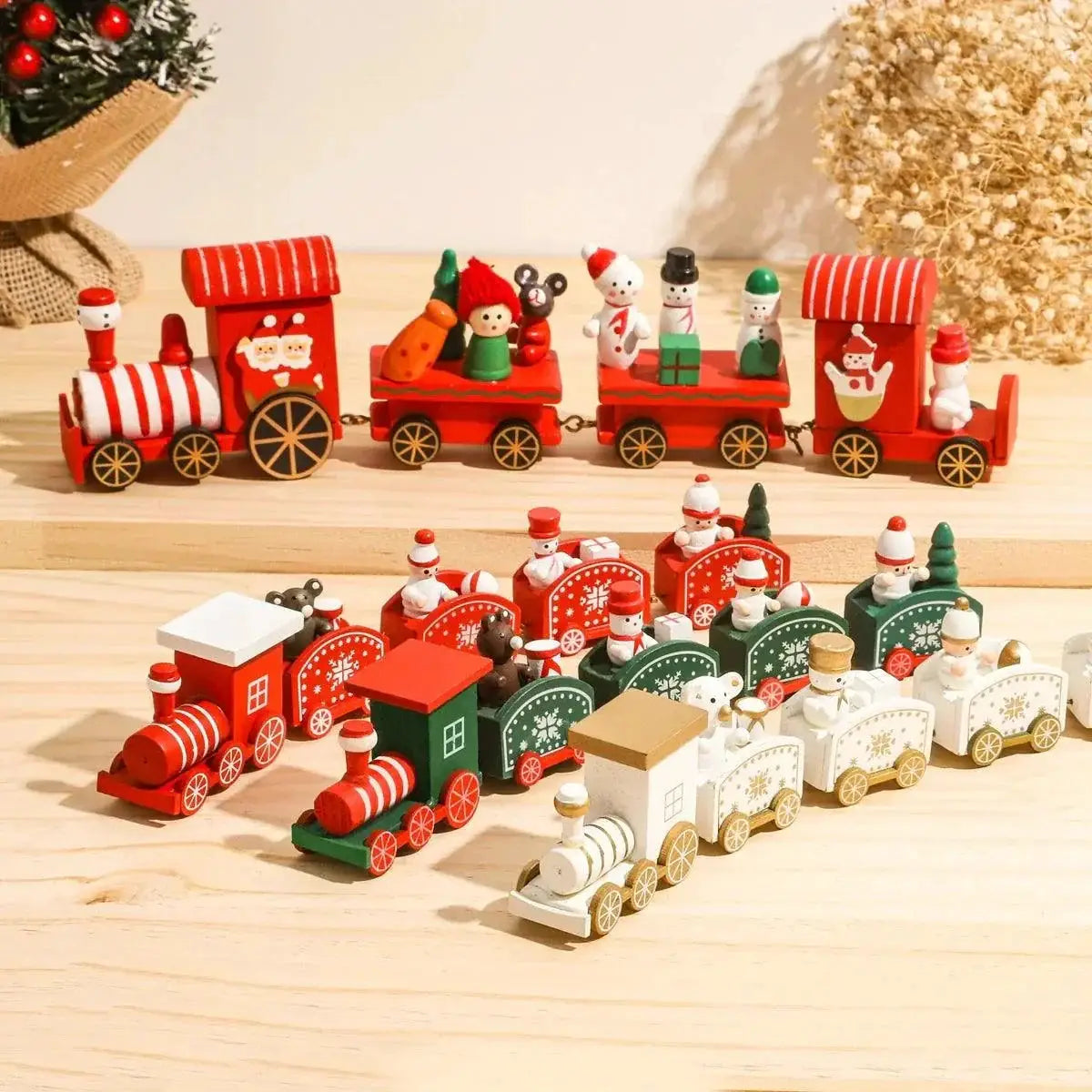 Charming Wooden And Plastic Christmas Train Ornament