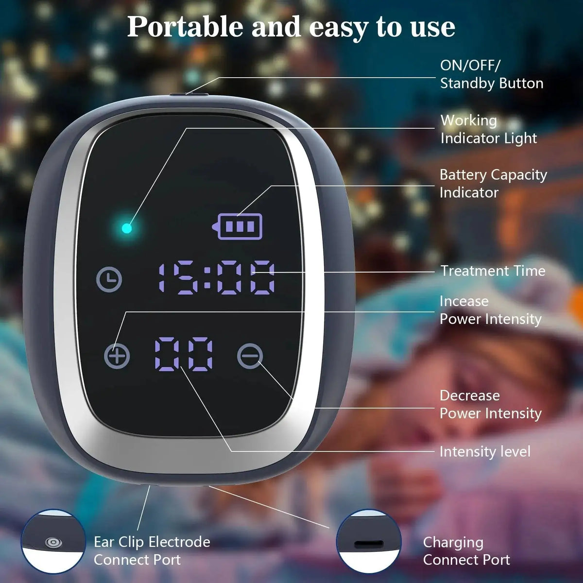 35 Levels EMS Sleep Aid Device CES Microcurrent Pulse Therapy for Adults Insomnia Relief Anxiety Stress Release Handheld Hypnosis Instrument Portable Electric Mind Relaxation Massager Sleeping Health Care Device