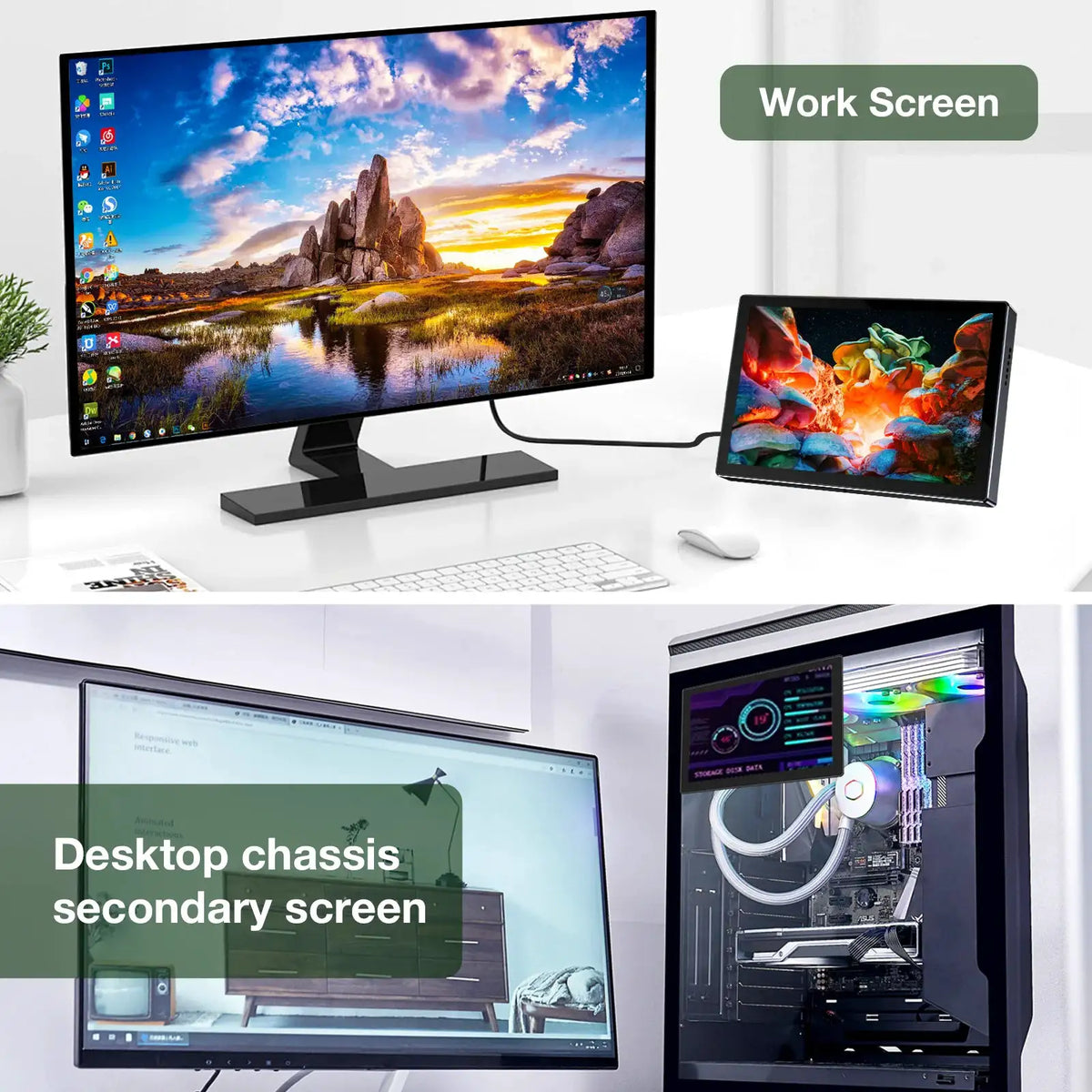 Unew Premium 6 inch 1920x1080 60Hz Mini Monitor - Portable Second Screen for Computer, Car & DIY System 【USA Warehouse】