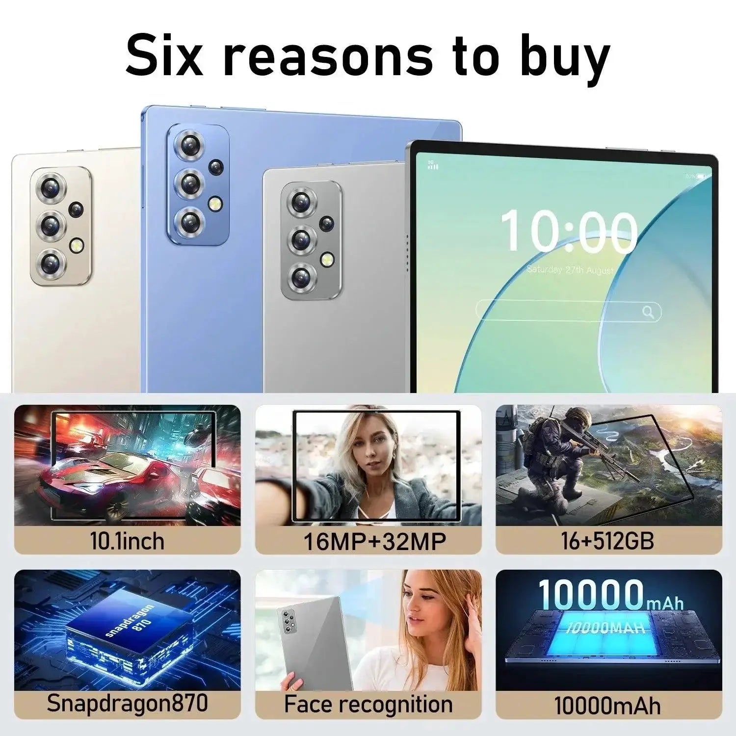Ten Point One Inch Android 13 Tablet 5G 16GB RAM Pro