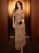 Backless Leopard Midi Dress For Women
