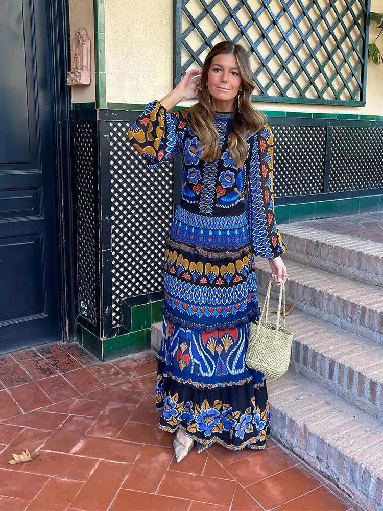 Vintage Lantern Sleeve Maxi Dress Elegant Charm And Style