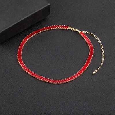 Nidin Classic Colorful Tennis Necklace Unisex Jewelry