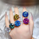 Colored Moissanite Six Claws Sterling Silver Ring