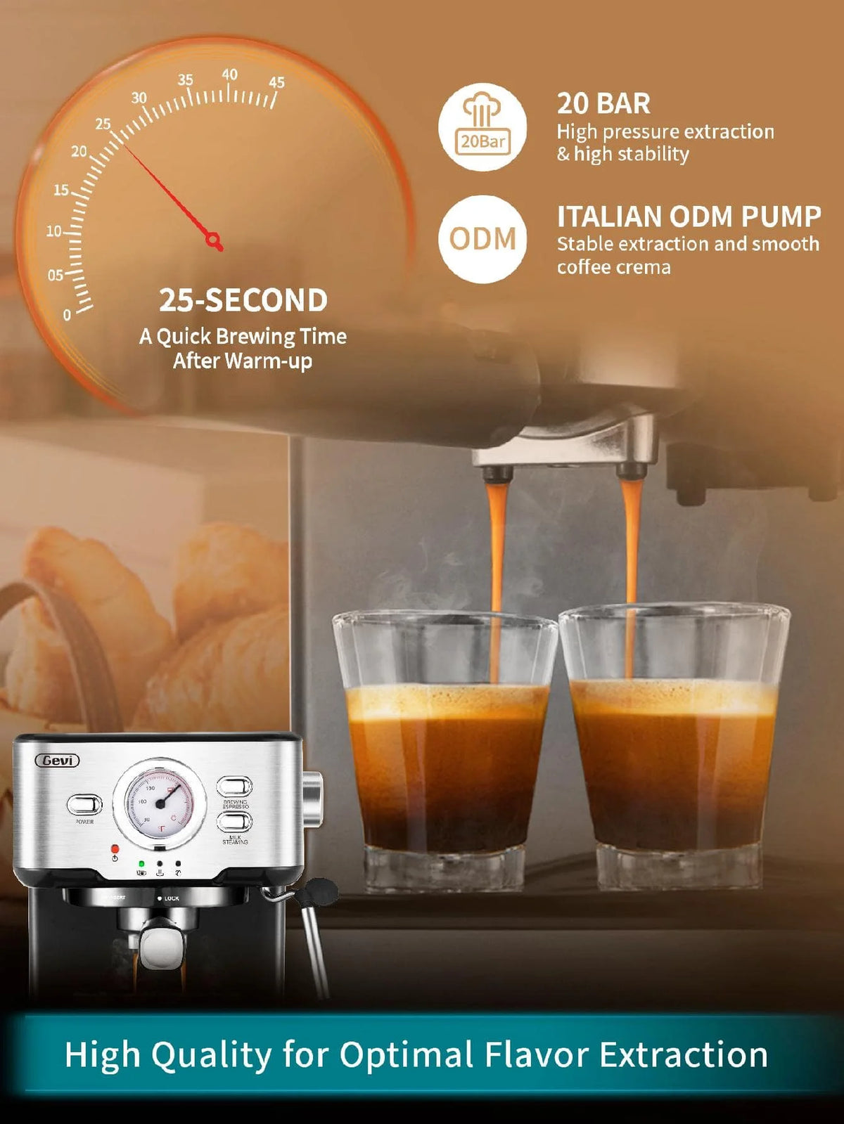 Espresso Machine Pump Pressure, Cappuccino Coffee Maker — product view 4