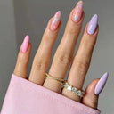 24pcs Box Ballerina Nail Tip Purple Floral False Nails