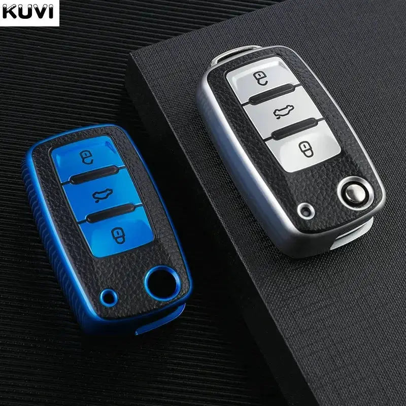 TPU Leather Car Key Case Full Cover For VW Models Accessory