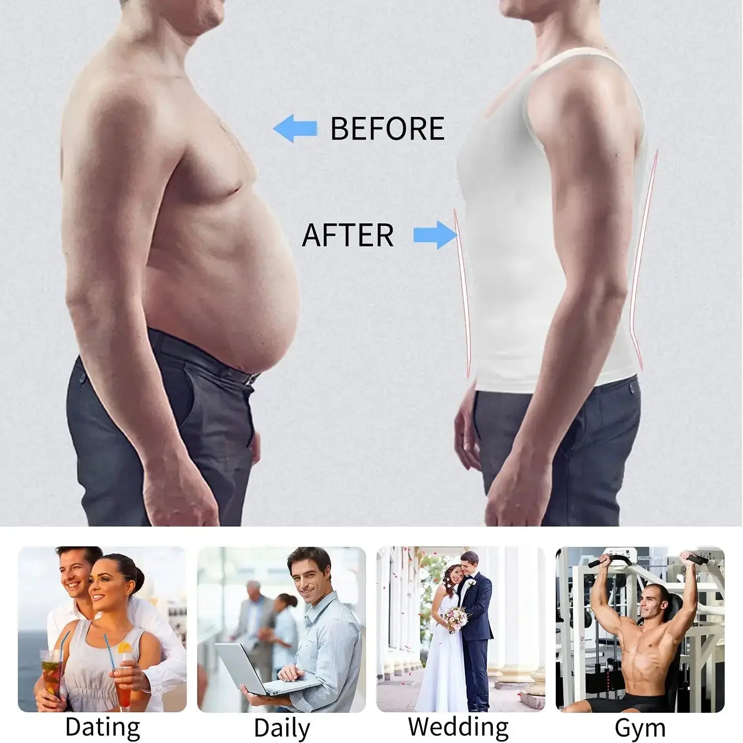 Mens Compression Slimming Corset Vest For Tummy Control