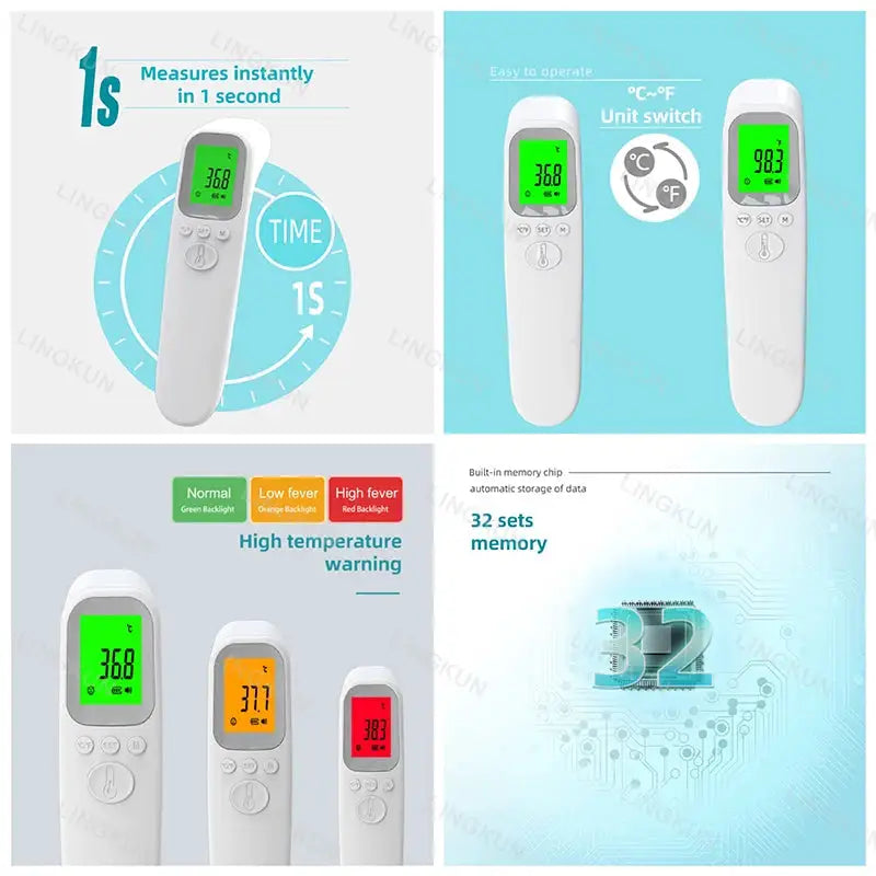 Digital Forehead Thermometer Electronic Contactless Clinical Accuracy Non-contact Body Temperature Meter Fever For Adult Child