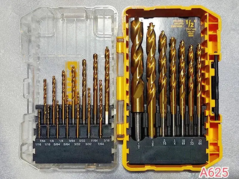 21 Piece Titanium Drill Bit Set for Wood Metal Plastic