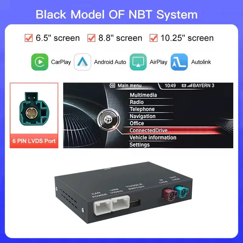 AUTOABC Wireless CarPlay Android Auto For BMW 5 Series F10 F11 2012-2017 CIC NBT Radio Multimedia Playback Airplay Navigation
