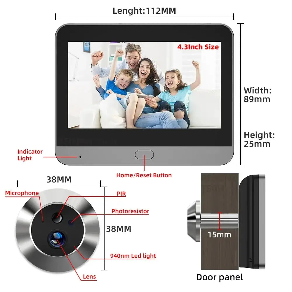Tuya Smart 3MP 140° Wide View Angle Mini Digital Peephole Eye Viewer WiFi IR PIR Detection Doorbell Door Camera Alexa Google by stepyours.com