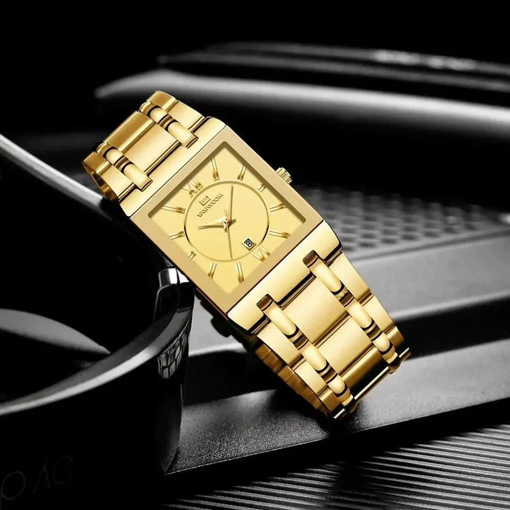 Luxury Black Gold Mens Business Watch Sleek Timepiece