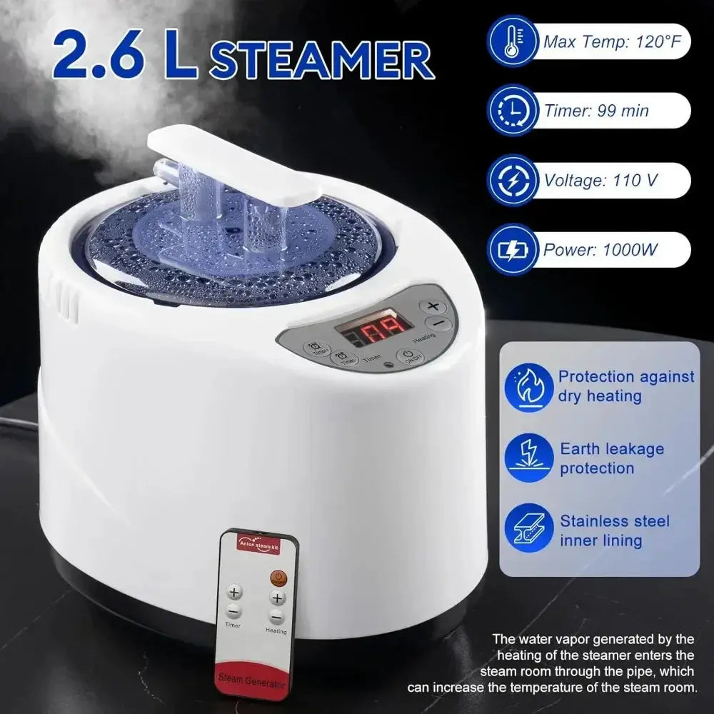 Portable Steam Sauna Box Tent 2.6 Liters 9 Levels 2.6x5.9 - OurLum.com
