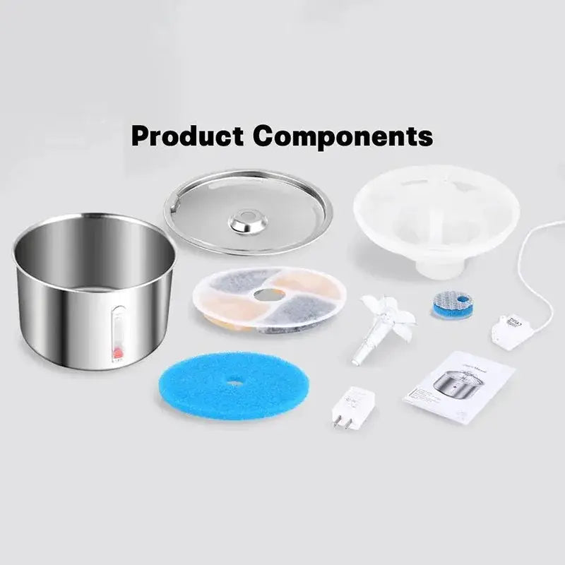 2L Pet Water Fountain Stainless Steel Automatic Dispenser