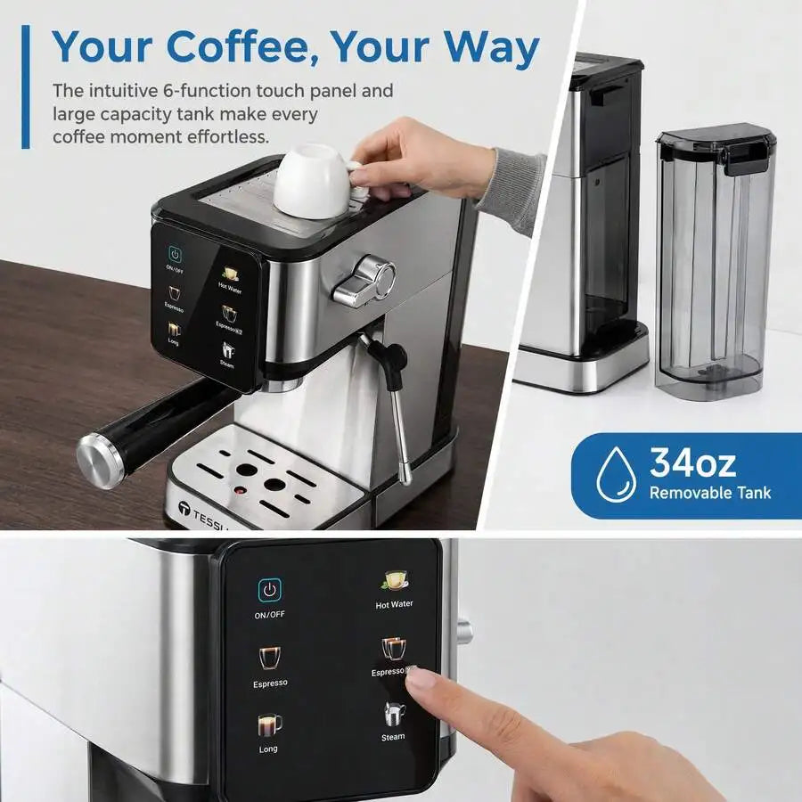Semi-Automatic Espresso Machine Bar, Dual Boiler System, LCD — product view 4