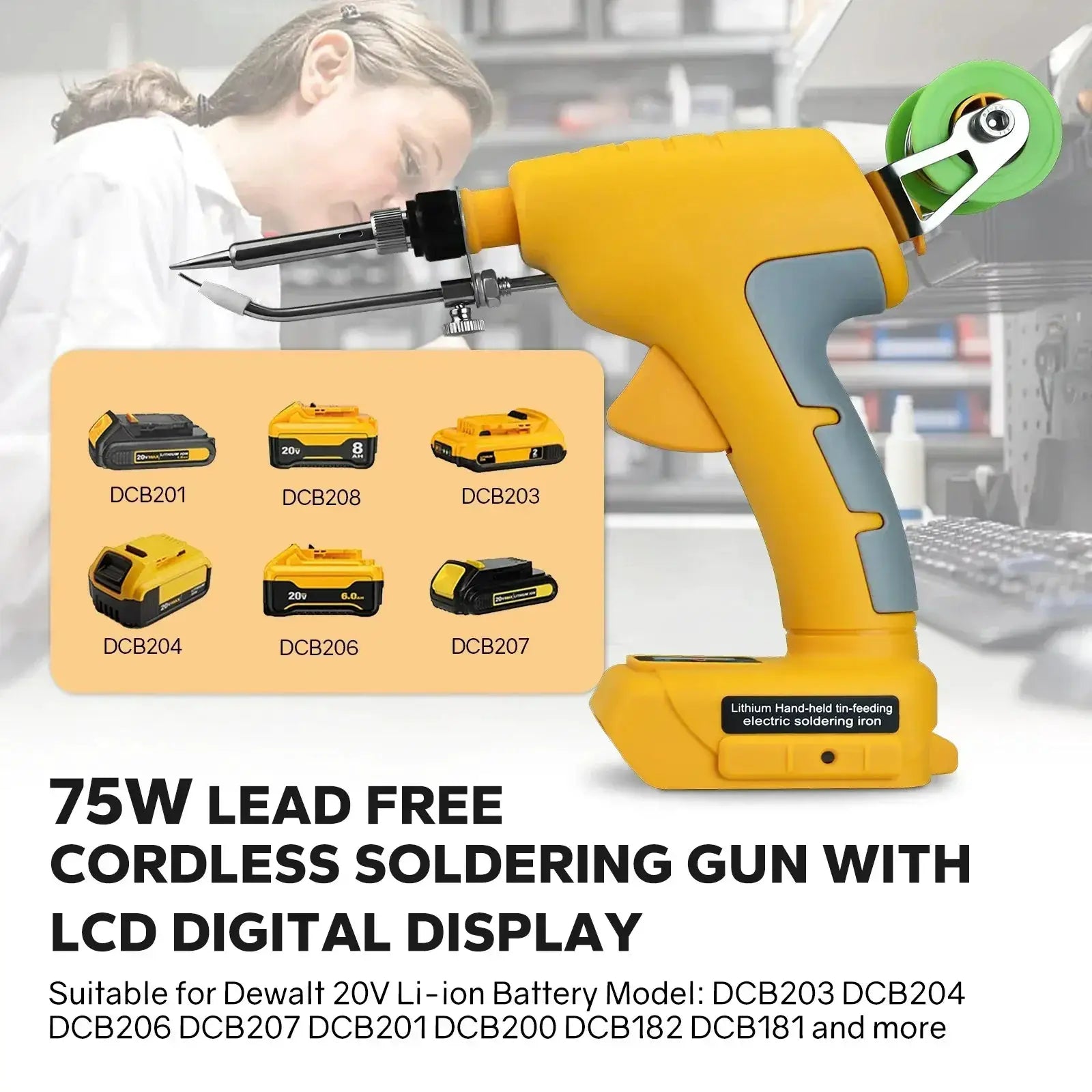 Cordless 75W Soldering Iron Kit With Digital Display Tool