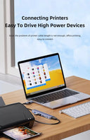 USB C Hub USB Splitter 8 in 2 USB Extender with 4 Ports