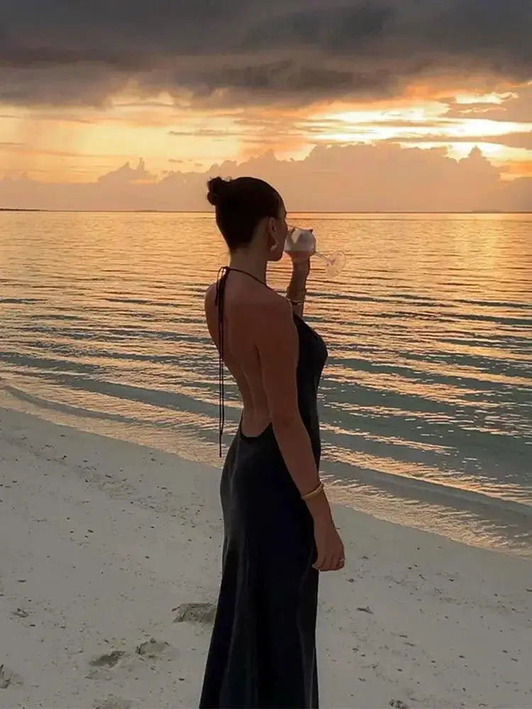 Sultry Backless Maxi Dress For Stylish Women Clubwear