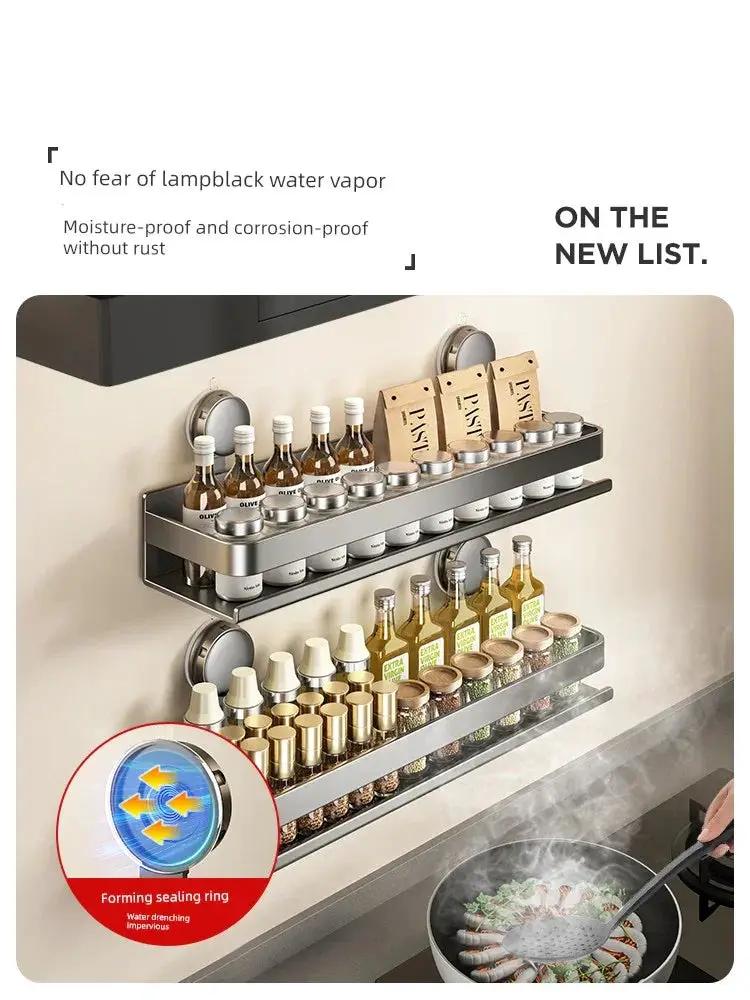 Punch Free Suction Rack Wall Mounted Kitchen Storage System