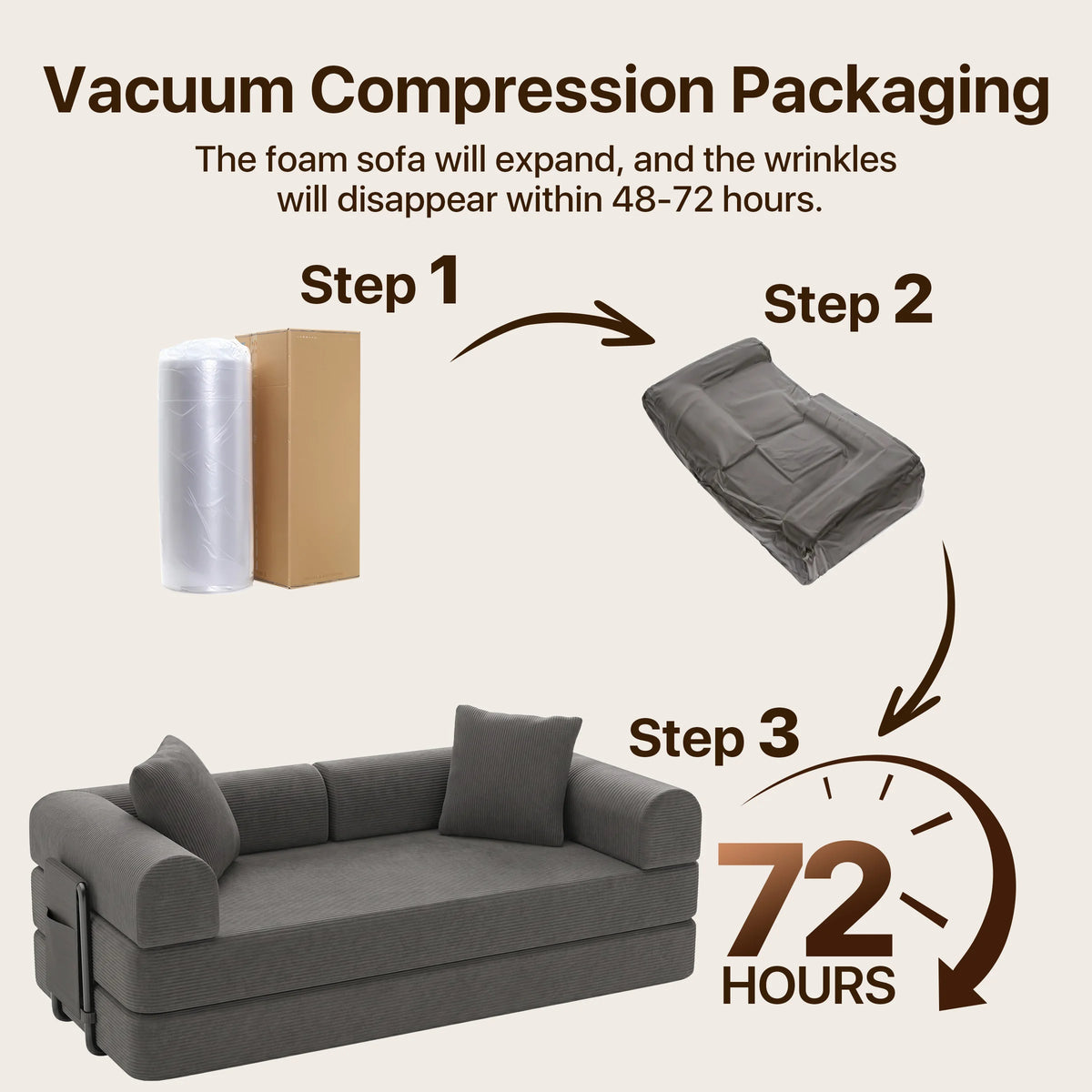 Sofa Bed Folding Convertible Compressed High-Density Foam — product view 7
