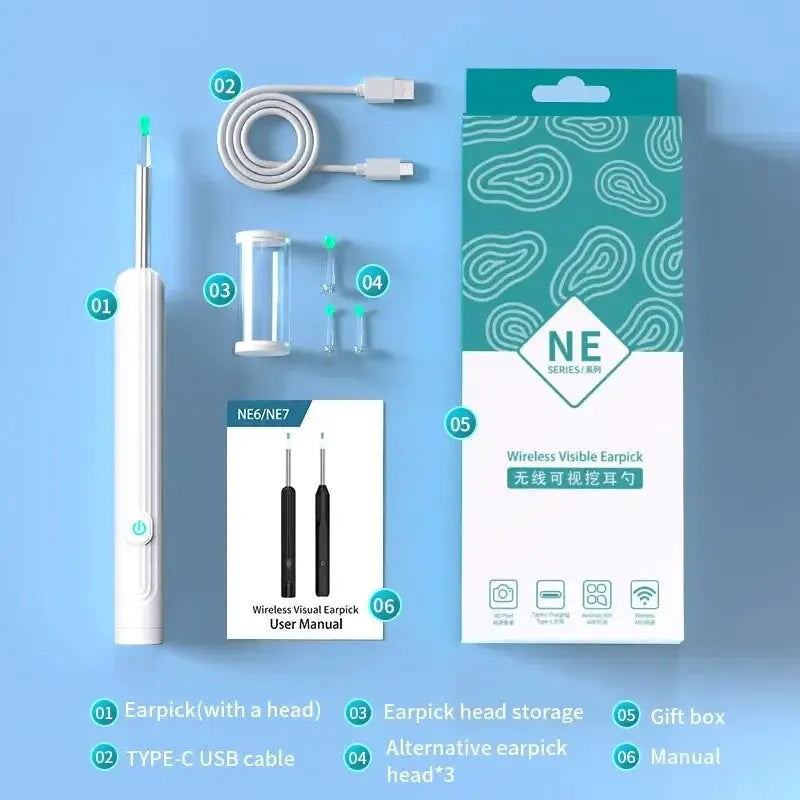 Smart Visual Ear Cleaner With Camera 1296P USB C Earpick