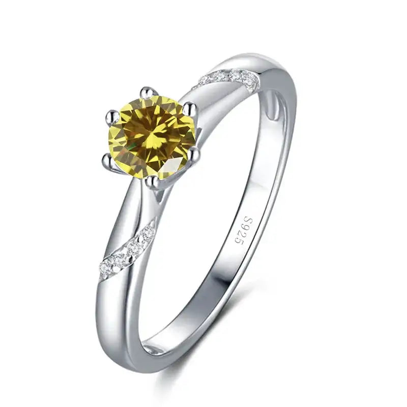 Blue Green Moissanite Ring in Sterling Silver — product view 6