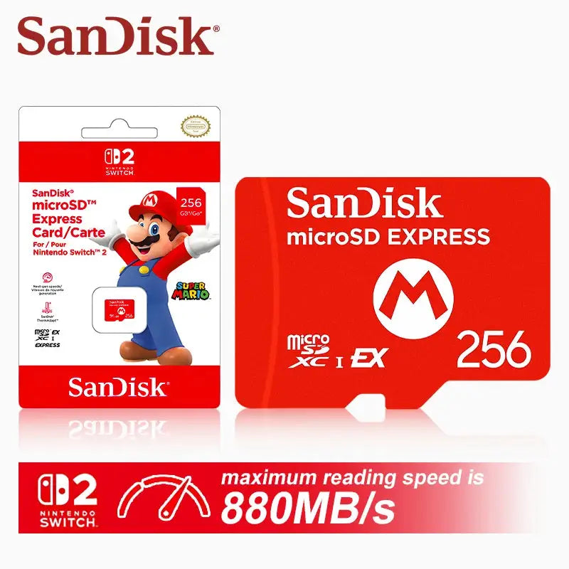 SanDisk Professional Nintendo Switch 2 MicroSD EXPRESS Card 256GB Original Flash Memory Card for Switch2 Game Console Max 880Mb