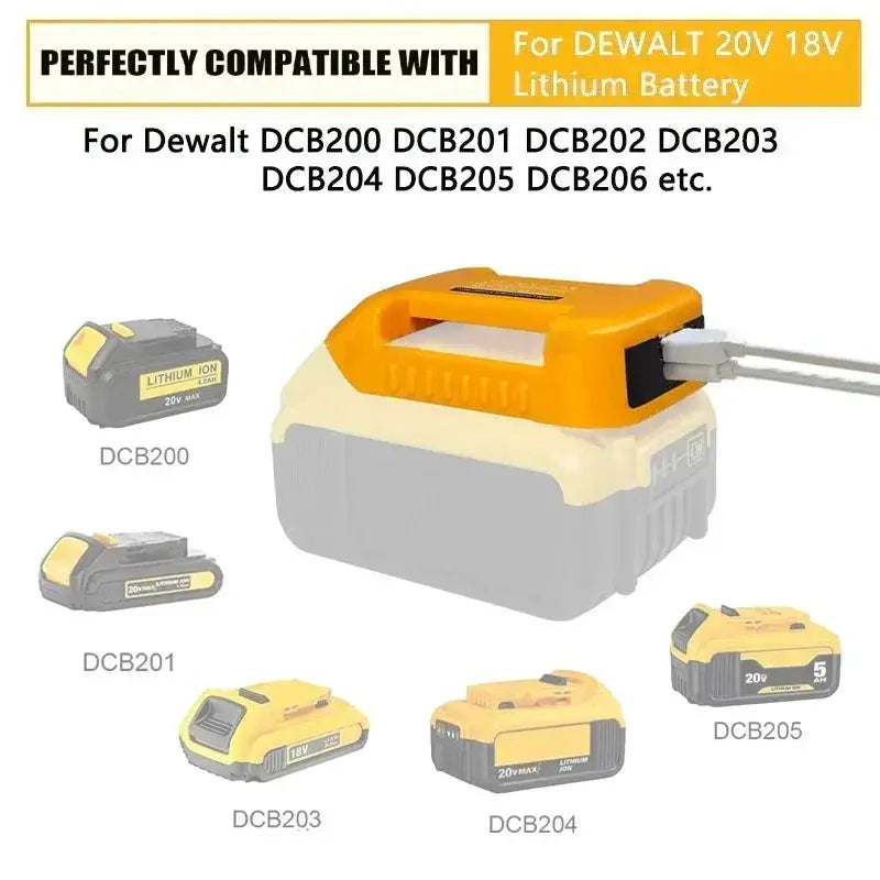 Dewalt USB Battery Converter Charger Adapter 14.4V 18V 20V