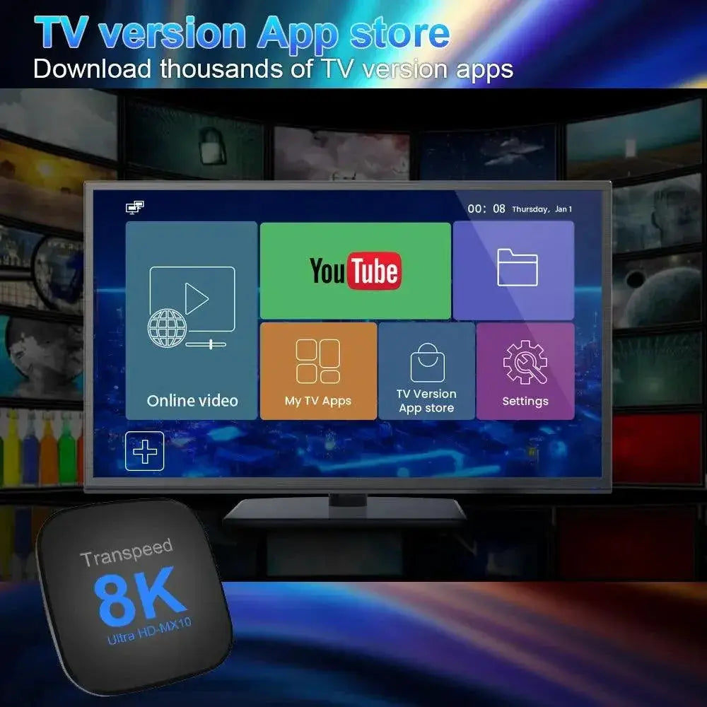 Transpeed Android TV Box Enhanced 8K Media Player Dual WiFi