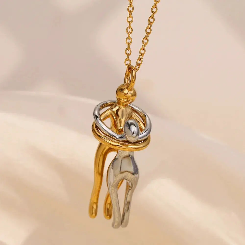 E.B.belle Mix Color People Hug Pendants Necklace Gift