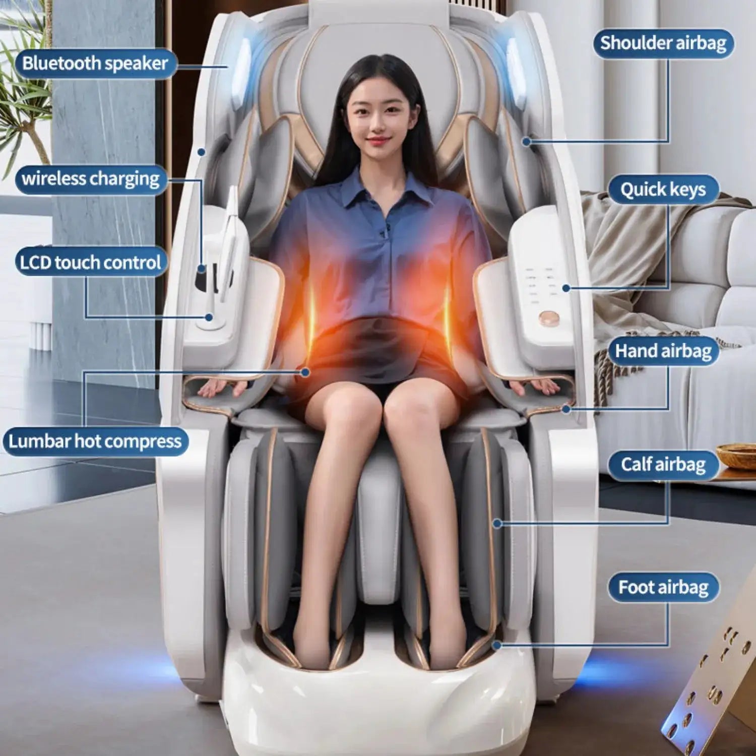 4D Massage Chair SL Track Zero Gravity Full Body Airbag Shiatsu AI Voice Body Scan Back Heat Bluetooth Foot Roller Thai Stretch