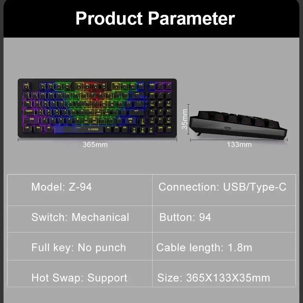 EYOOSO Z94 Mechanical Gaming Keyboard With Backlit Layout