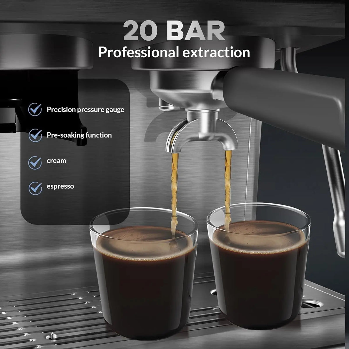 Espresso Coffee Machine, Built-in Coffee Grinder, Grind — product view 5
