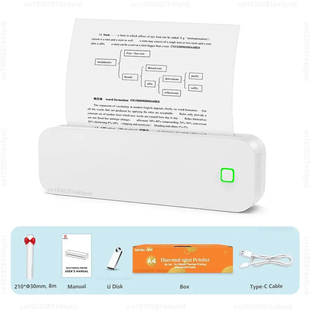Portable A4 Thermal Printer Inkless Bluetooth Tattoo Printer