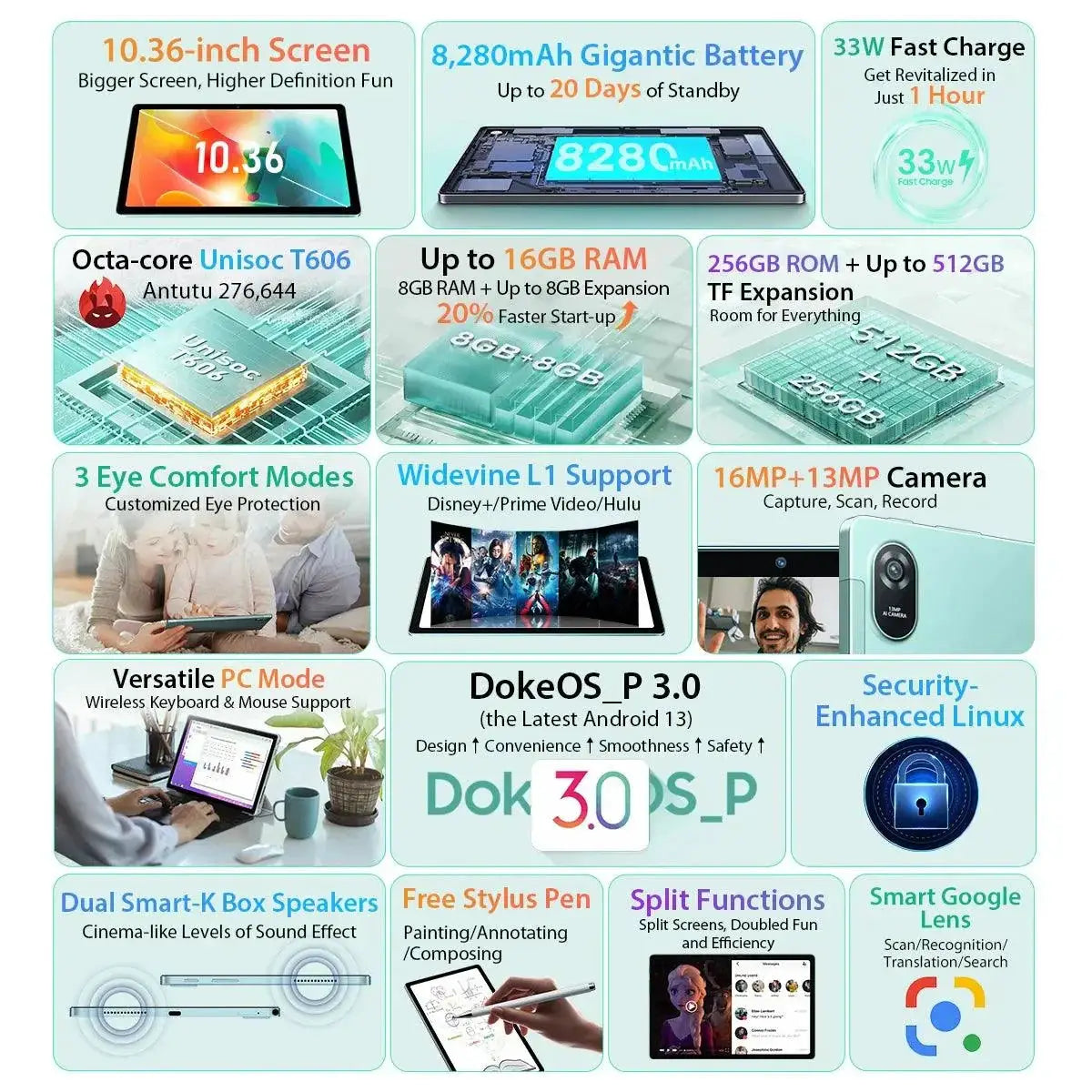 OSCAL Pad 15 Tablet With T606 Octa Core 4G LTE 2K Display