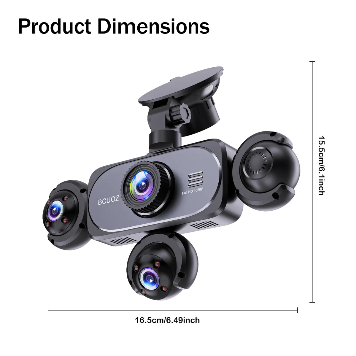 BCUOZ ° Dashcam Front Rear Left Right Car Cameras Super Night — product view 8