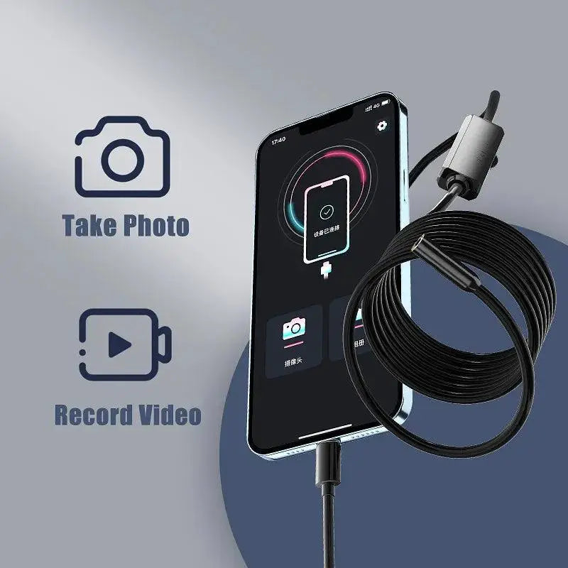 Industrial Endoscope Camera For iPhone iPad Borescope HD LED