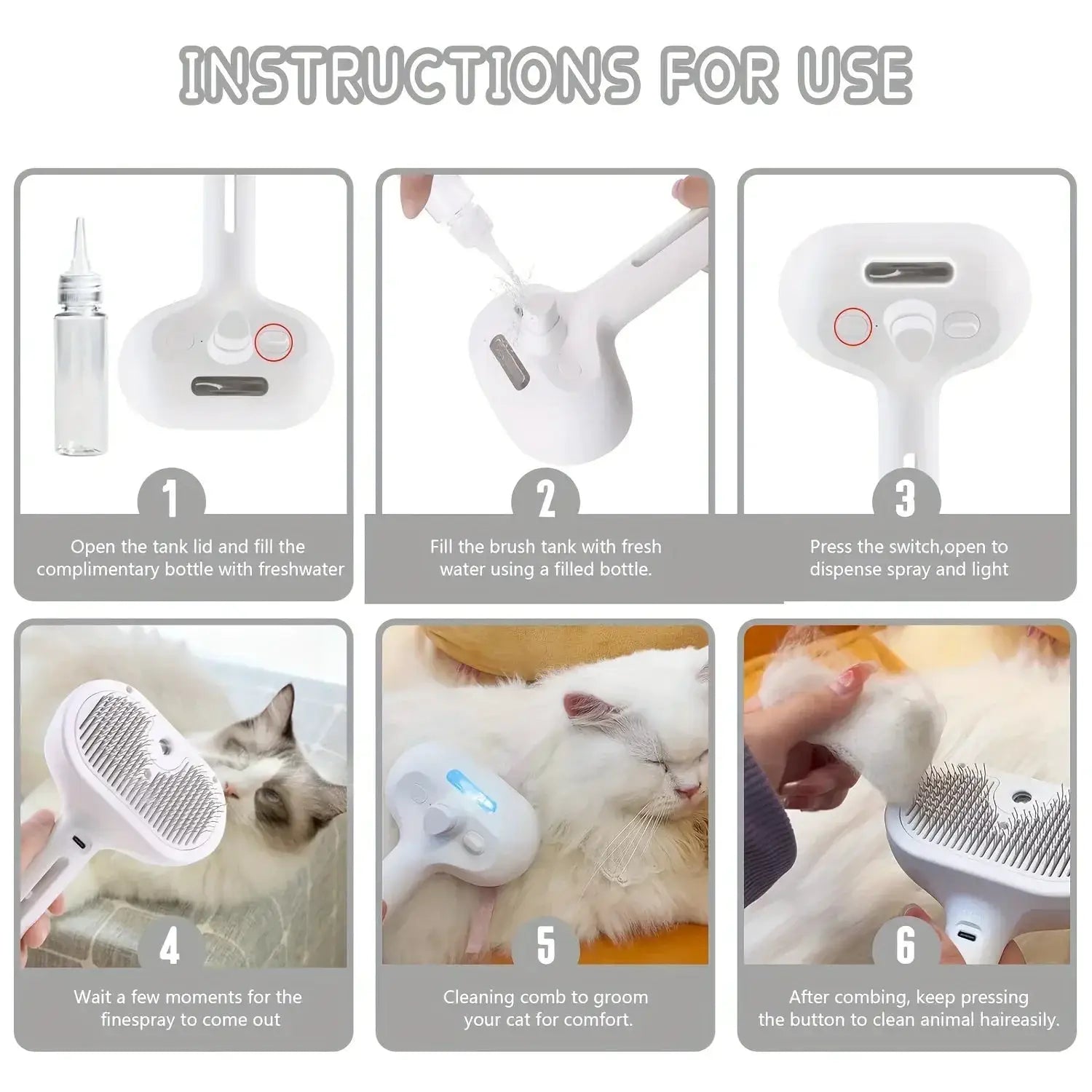 3 In 1 Dog Hair Brush Cat Hair Brush Electric Pet Brush