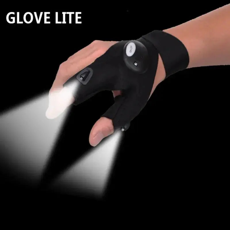 Fingerless Glove With LED Flashlight Waterproof Torch