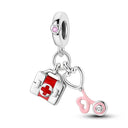 Sterling Silver Red Heart Shaped