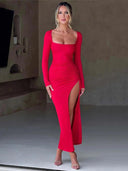 Mozision Elegant Long Sleeve Bodycon Maxi Dress Versatile Chic
