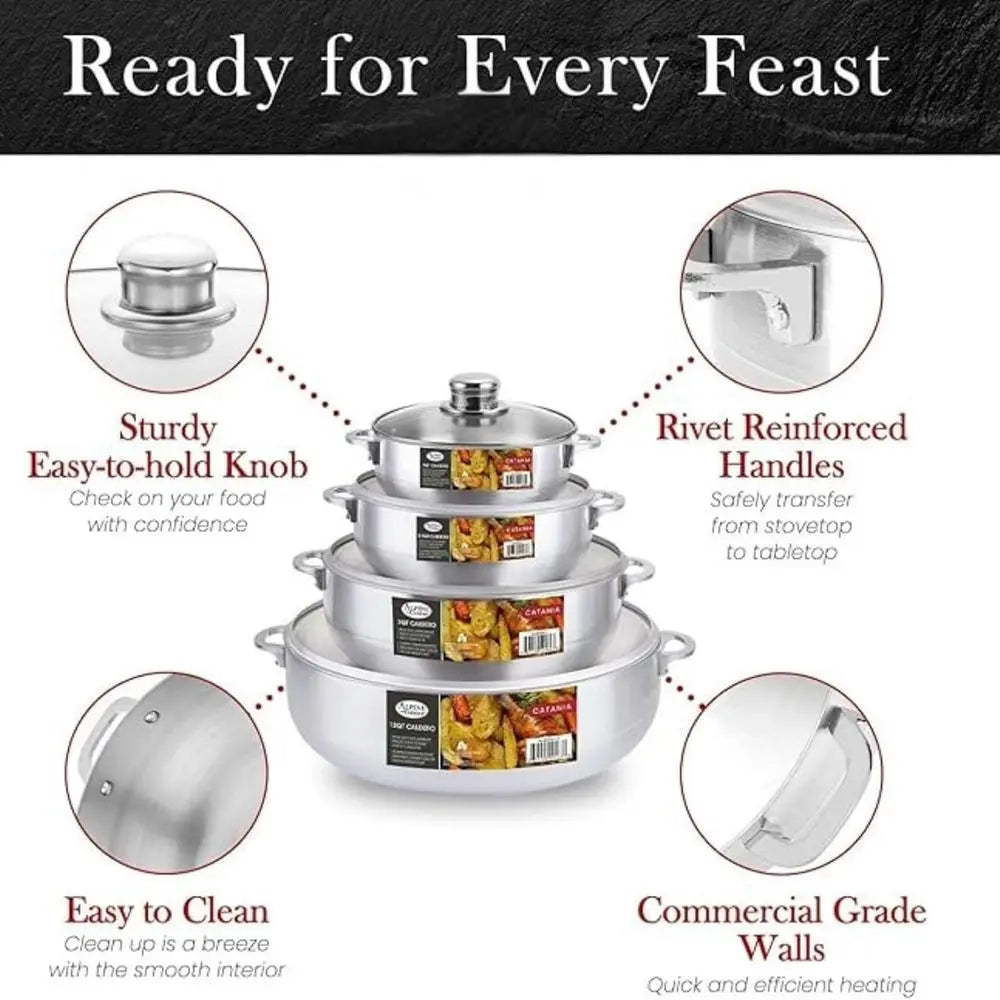Nonstick Caldero Set with Glass Lids Tile Pots or Stews — product view 6