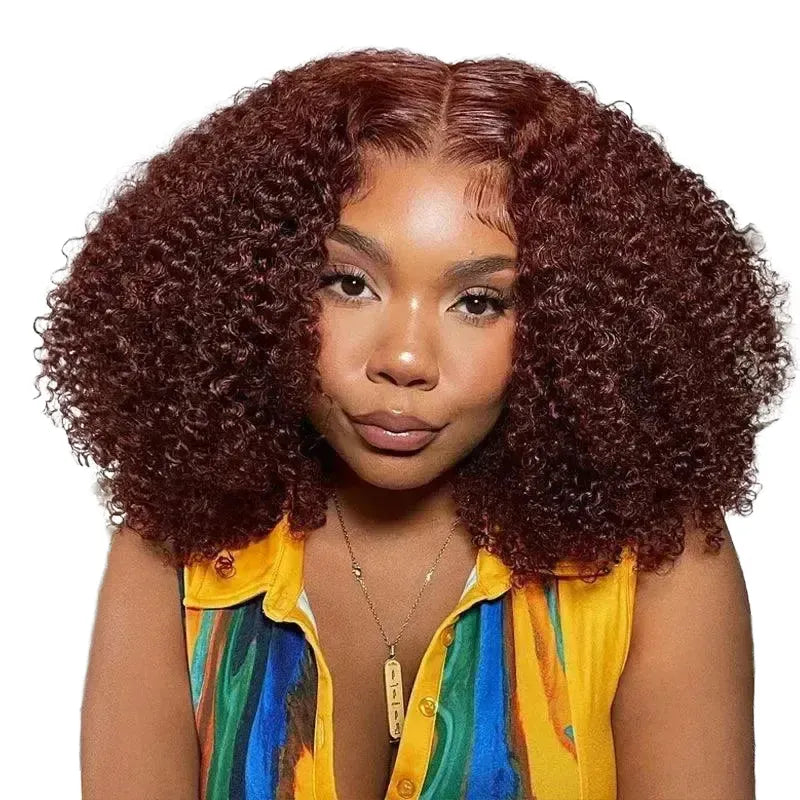 Jerry Curly Reddish Brown Lace Front Wig Density - 13x6 HD Frontal Wig 30inches 250% product image