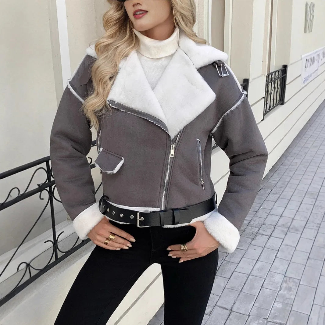 Thick Collar Zip Pocket Jacket