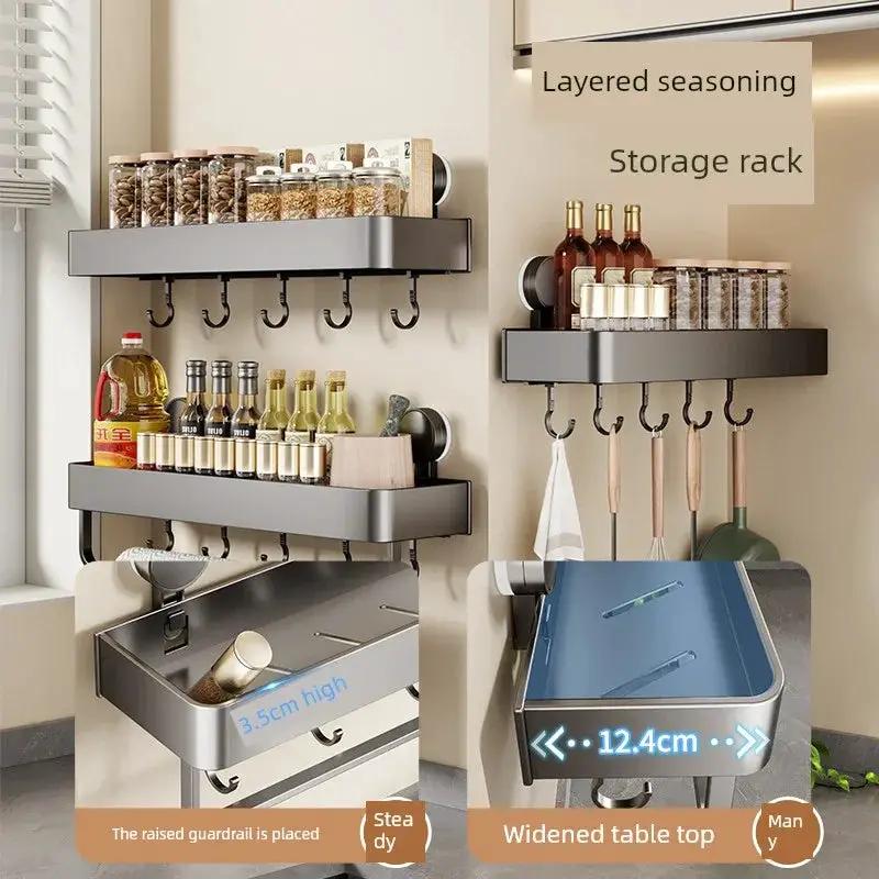 Suction Cup Wall Condiment Hook Rack Kitchen Storage