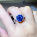 Blue Moissanite Sterling Silver Ring