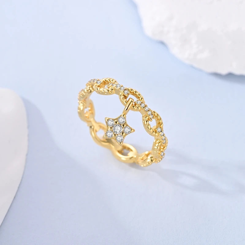 Sterling Silver Golden Ring Sparking
