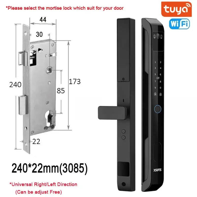 3D Face Tuya WiFi Electronic Smart Door Lock Palm Vein Password Key Fingerprint Aluminum Glass Sliding Door Waterproof Outdoor
